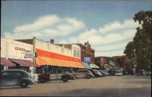Plymouth New Hampshire NH Street Scene Woodie Station Wagon Linen Postcard