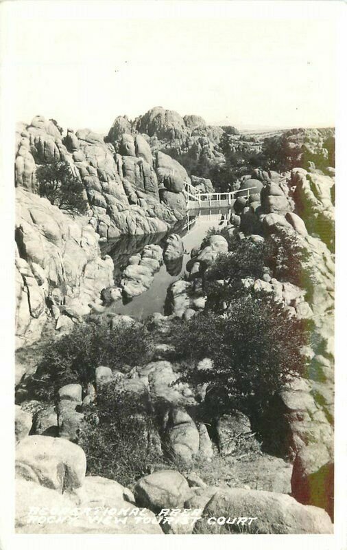Arizona Prescott 1940s Rocky View Tourist Court Granite RPPC Postcard 22-3070