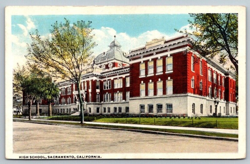 Vintage California Postcard - High School - Sacramento - 1922
