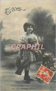 Postcard Old V�UX Child Fishing Fisherman