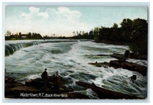 c1905 View Of Black River Falls Waterfalls Watertown New York NY Postcard