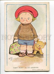 3031841 Boy w/ BAG & FRENCH BULLDOG by DRAYTON Vintage R&N #494