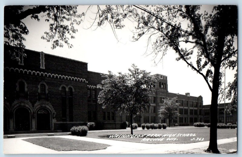 Racine Wisconsin WI Postcard RPPC Photo Washington Park High School c1940's
