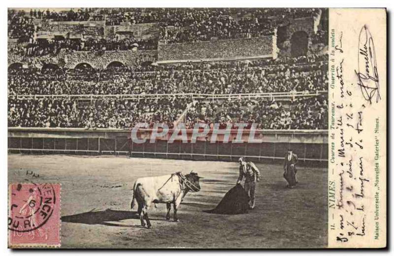 Old Postcard Bullfight Bullfight Nimes Guerrita has muleta