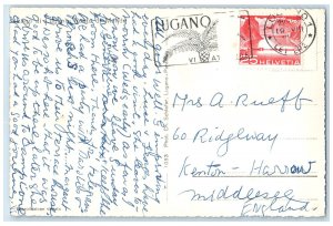 c1960's Lake Lugano Bridge Of Melide Switzerland Posted RPPC Photo Postcard