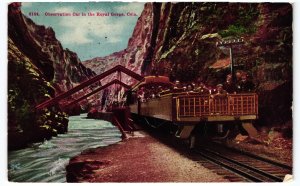 13879 Observation Car at Hanging Bridge, Royal Gorge, Colorado 1914