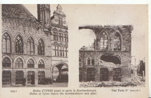 Belgium Postcard - Halles d'Ypres Avant Et Apres Le Bombardement - Ref 21054A