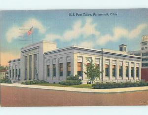 Linen POST OFFICE SCENE Portsmouth Ohio OH hs1566