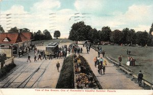 H36/ Sea Breeze New York Postcard 1912 Trolley Depot Rochester Resort