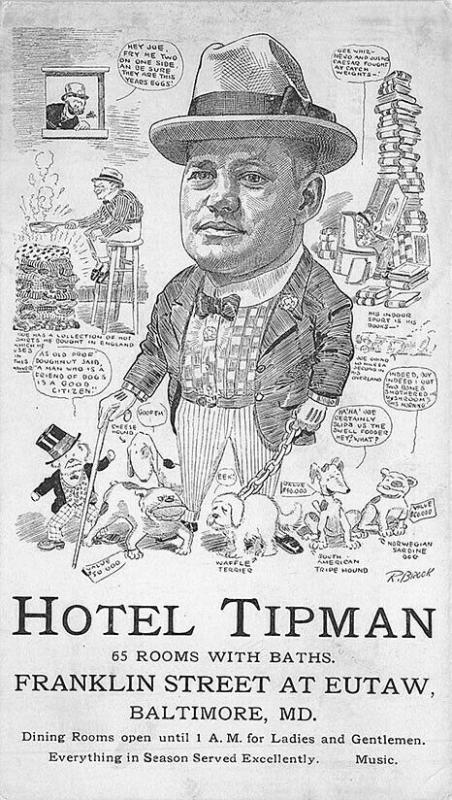 Baltimore MD Hotel Tipman Dining 65 Rooms w/Baths Drawing Advertisement Postcard