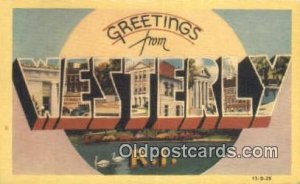 Westerly, RI USA Large Letter Town Unused 