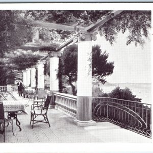 c1920s Italian Riviera Postcard Hotel Tramontano Pergola Terrace Column Sea A370