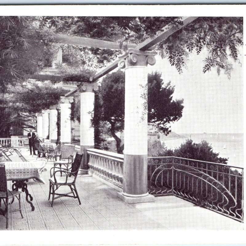 c1920s Italian Riviera Postcard Hotel Tramontano Pergola Terrace Column Sea A370