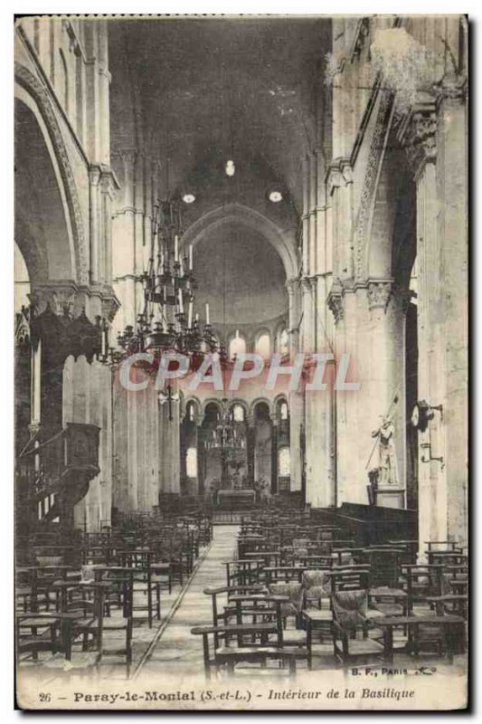 Old Postcard Paray Monial Basilica Interior