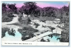 1914 The Dam At White's Mill Scene Mitchell South Dakota SD Posted Tree Postcard