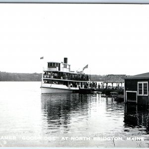 c1950s N Bridgton, ME RPPC Steamer Goodridge Real Photo Long Lake Postcard A98