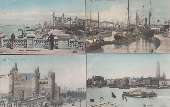 Anvers Belgium Boat Ship La Les Rade Steen Debarcadere Bassins 4x Old Postcard s