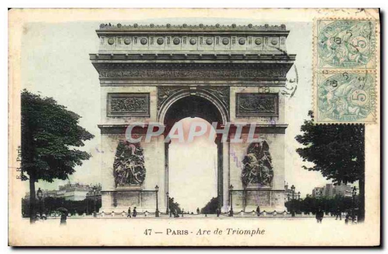 Old Postcard Paris Arc de Triomphe