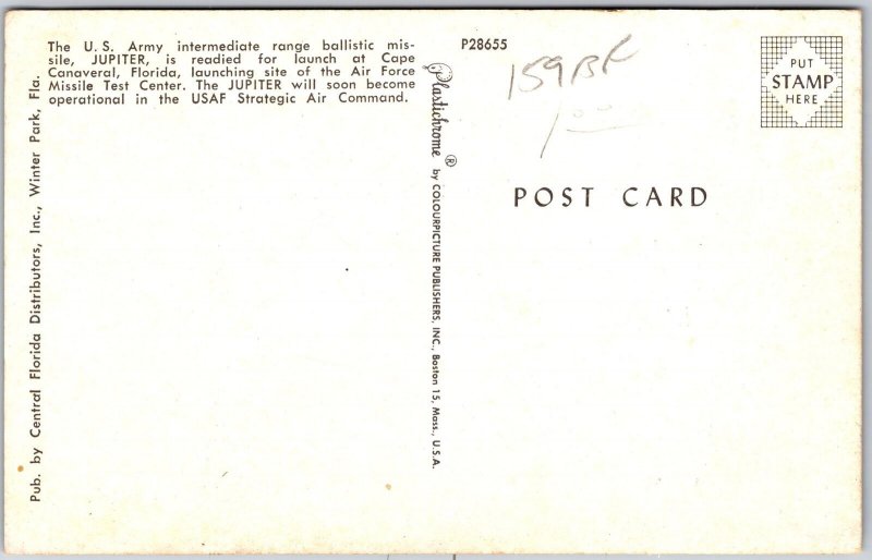 US Army Intermediate-Range Ballistic Missile Jupiter Canaveral Florida Postcard