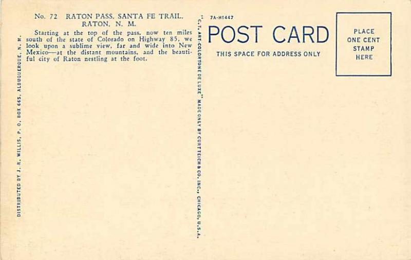 Linen of Highway 85 Raton Pass Santa Fe Trail New Mexico NM