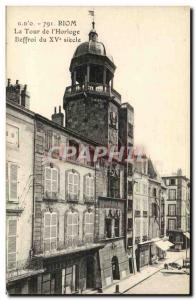 Old Postcard Riom Tower of L & # 39Horloge Belfry 15th