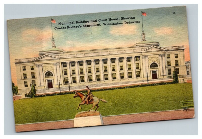 Vintage 1930's Postcard Municipal Building & Courthouse Wilmington Delaware