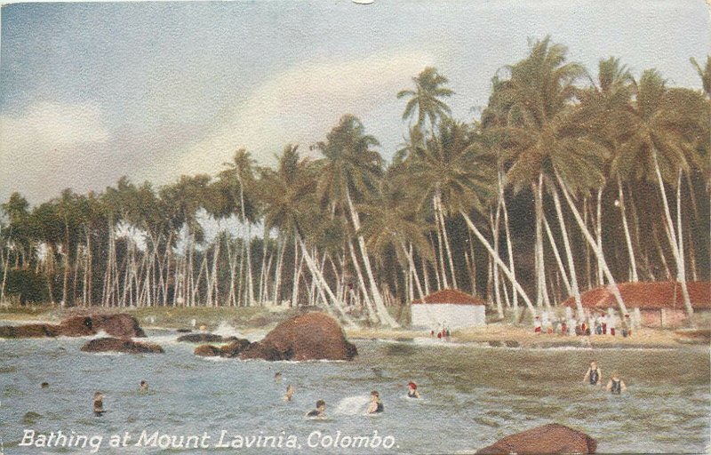 Ceylon illustration Postcard Colombo Mount Lavinia exotic seaside aspect