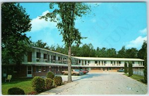 c1970s Mackinaw City, MI Flamingo Motel PC Parked Car Roadside Summer Scene A230