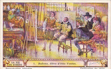 Liebig Trade Card s1421 Life Of Rubens No 1 Rubens eleve d'Otto Venius