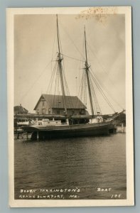 KENNEBUNKPORT ME BOOTH TARKINGTON SAIL BOAT VINTAGE REAL PHOTO POSTCARD RPPC