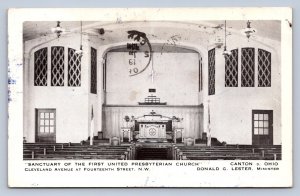 J94/ Canton Ohio Postcard c1951 United Presbyterian Church Interior 161