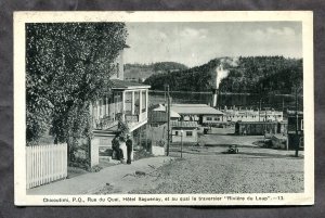 dc526 - CHICOUTIMI Quebec 1939 Rue du Quai, Hotel, Steamer Postcard