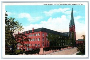 Annapolis Maryland Postcard Saint Mary's Church And Dormitory Exterior c1940's