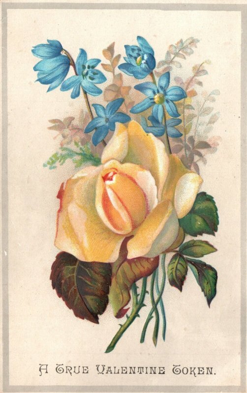 Vintage Postcard 1900's A True Valentine Token Beautiful Flower Design