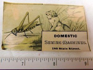 1870's Engraved Dunlap & Tyler Domestic Sewing Machines Chicago Trade Card 2 F51