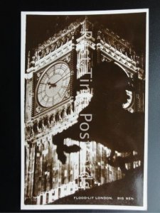 c1930's RP FLOOD-LIT LONDON: Big Ben