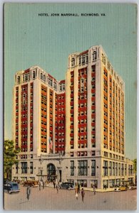 Vtg Richmond Virginia VA Hotel John Marshall Street View 1940s Linen Postcard