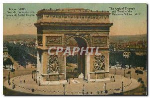 Old Postcard Paris Arc de Triomphe and the Tomb of the Unknown Soldier