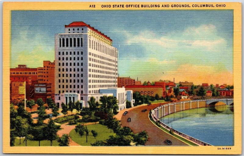 Columbus Ohio OH, Ohio State Office Building and Grounds, Vintage Postcard