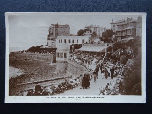 Somerset WESTON SUPER MARE Shelter & Bandstand c1927 RP Postcard by H.J. Series