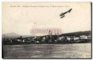 Old Postcard Jet Aviation monoplane Nieuport Evolving in the harbor before th...