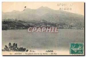 Old Postcard Menton General view taken of Cap Martin