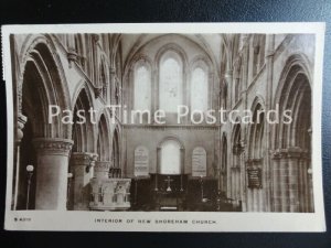 Sussex NEW SHOREHAM CHURCH INTERIOR c1917 RP Postcard by Kingsway