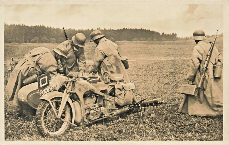 Die Webrmacht German Military Propaganda Motorcycles Real Photo Postcard