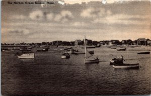 Postcard MA Plymouth County Green Harbor The Harbor Sailboats LINEN 1951 S20