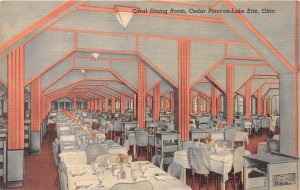 J62/ Cerdar Point Ohio Postcard Linen Interior Coral Dining Room 201