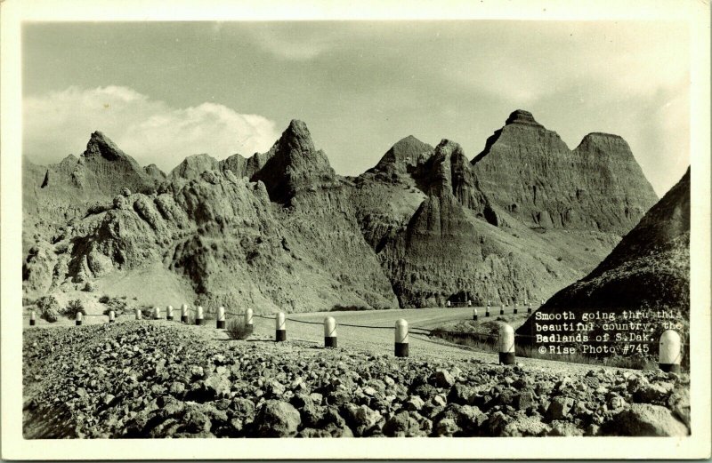 RPPC The Badlands dirt road South Dakota Real Photo Postcard Kodak