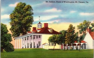 Mt Vernon Home Washington Mt Vernon VA Virginia Linen Postcard VTG UNP Vintage 