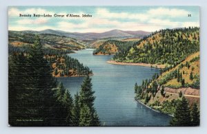 Beauty Bay Coeur d'Alene Lake Idaho ID UNP Unused Linen Postcard M9