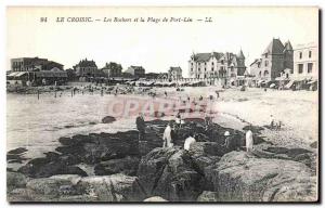 Old Postcard Croisic The rocks and the beach of Port Lin
